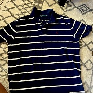 Blue(white-striped) Polo shirt